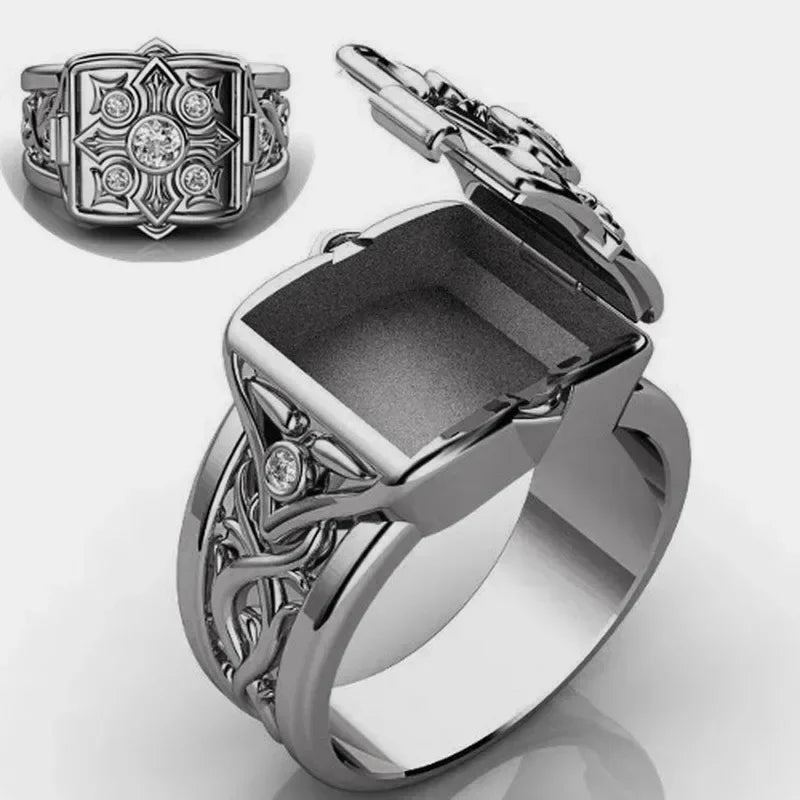 Secret Compartment Carved Micro ring