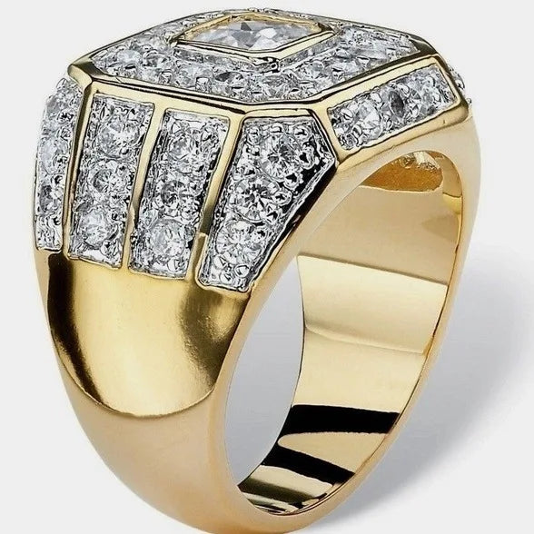 Round Geometry Gold Color Ring