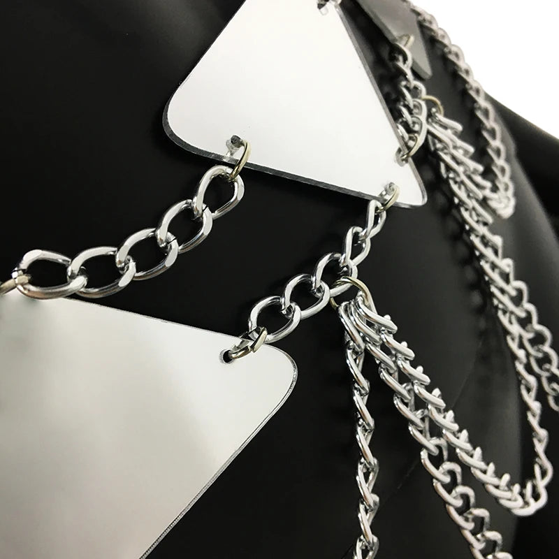 Specular PU Leather 2 Piece Rave Festival Outfit