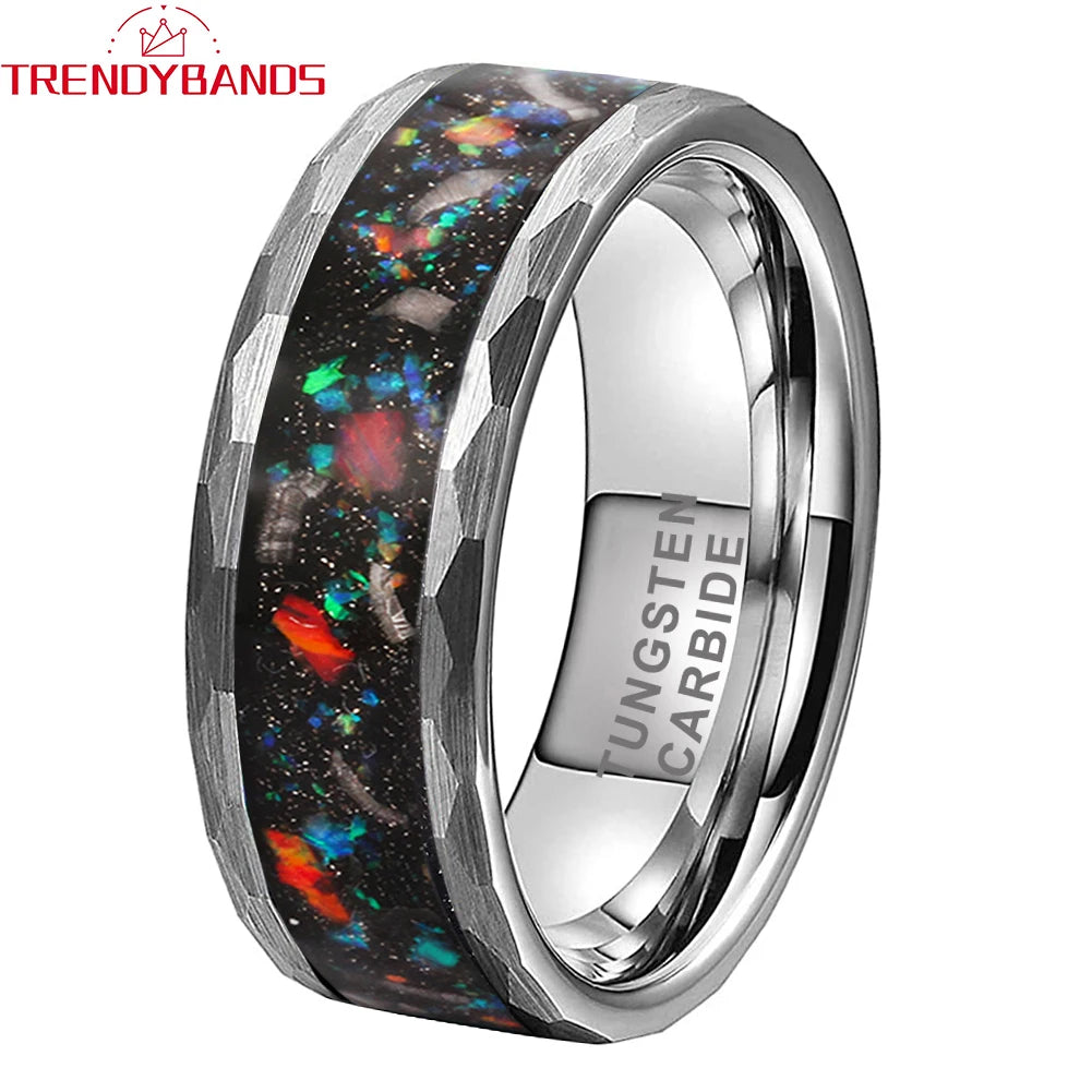 Trendybands Black Hammered Tungsten Ring