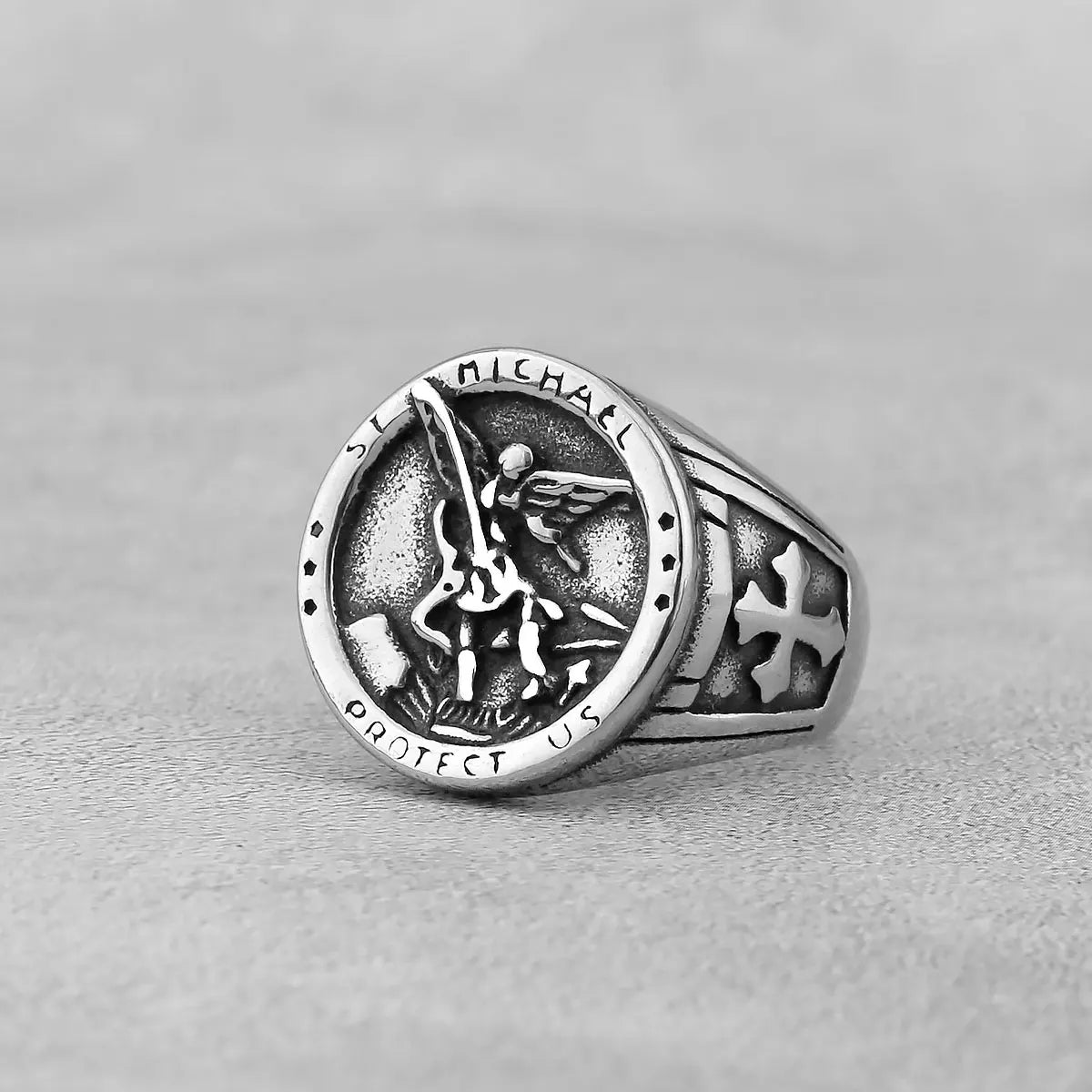 Archangel Religion Amulet Cross Ring