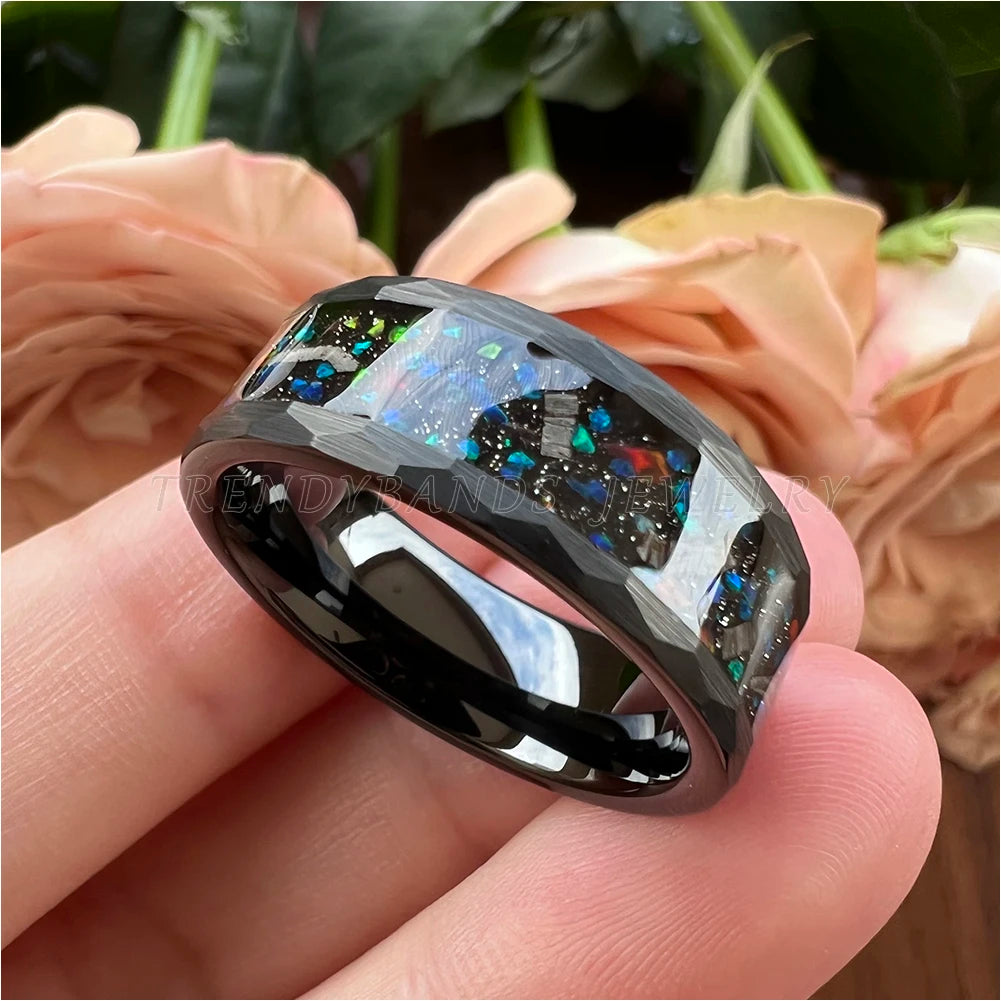 Trendybands Black Hammered Tungsten Ring