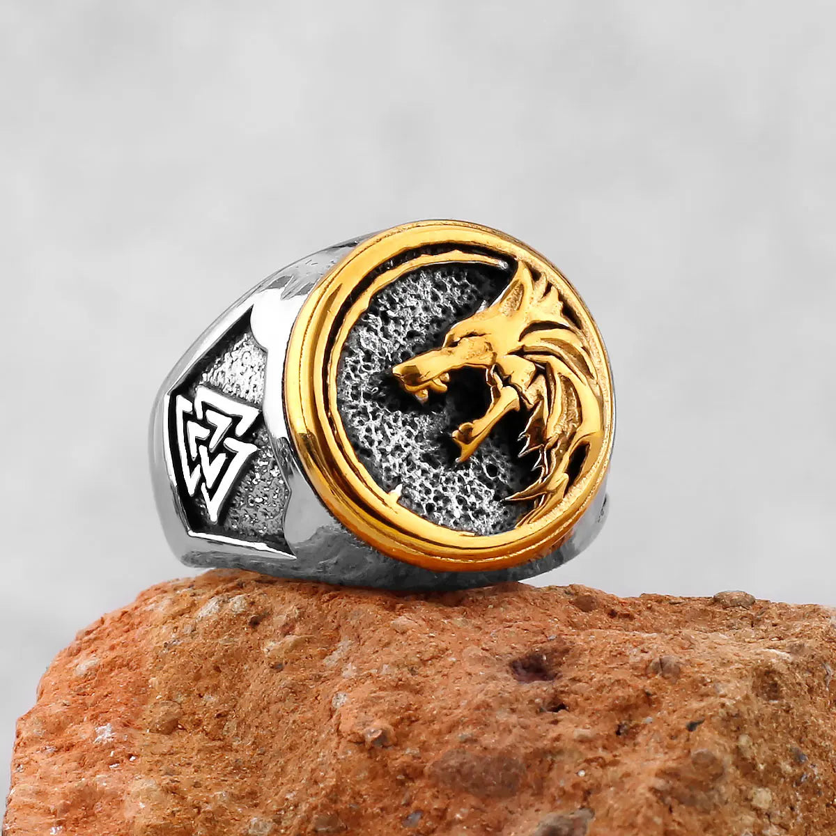 Stainless Steel Viking Wolf Head Ring