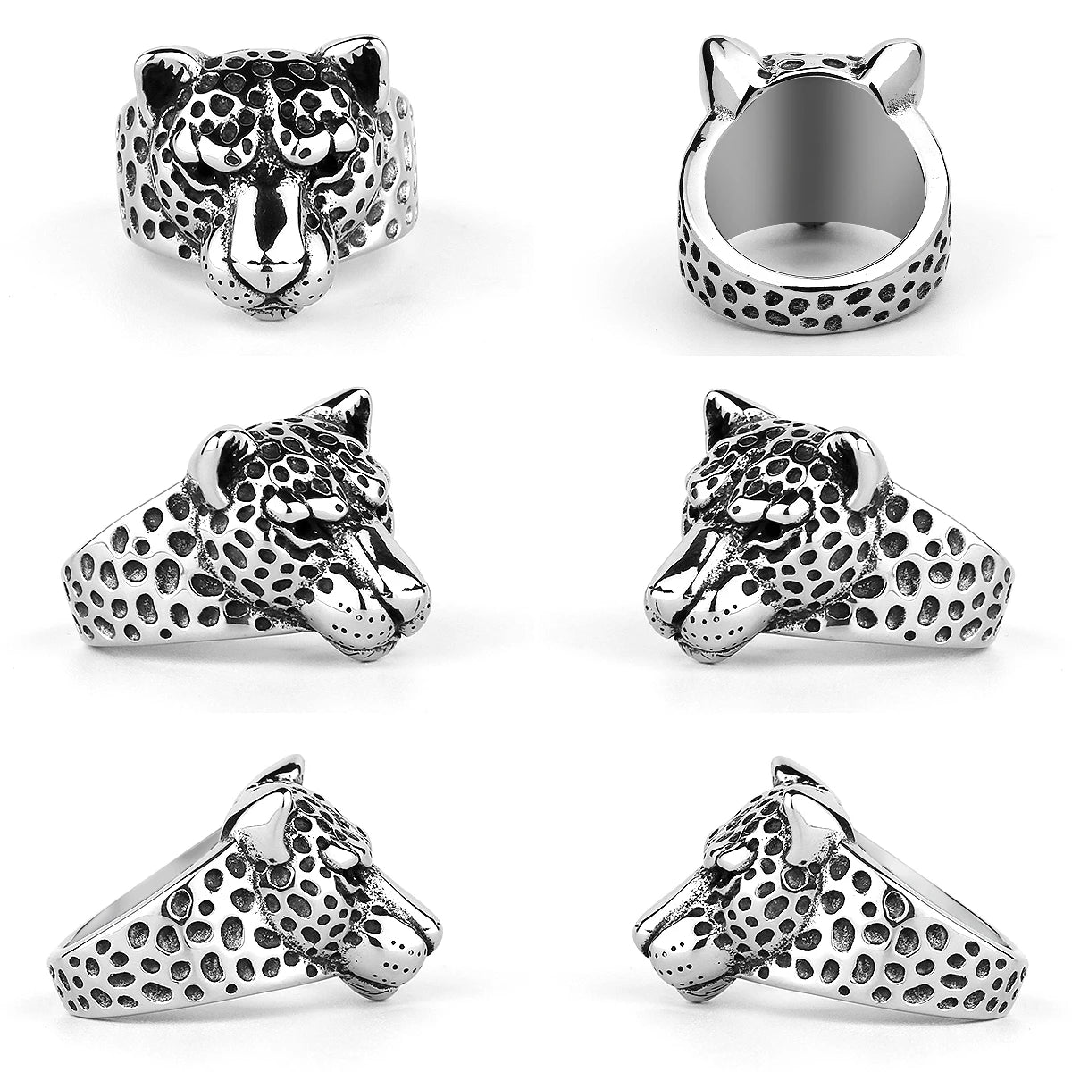 Stainless Steel Leopard Head Ring