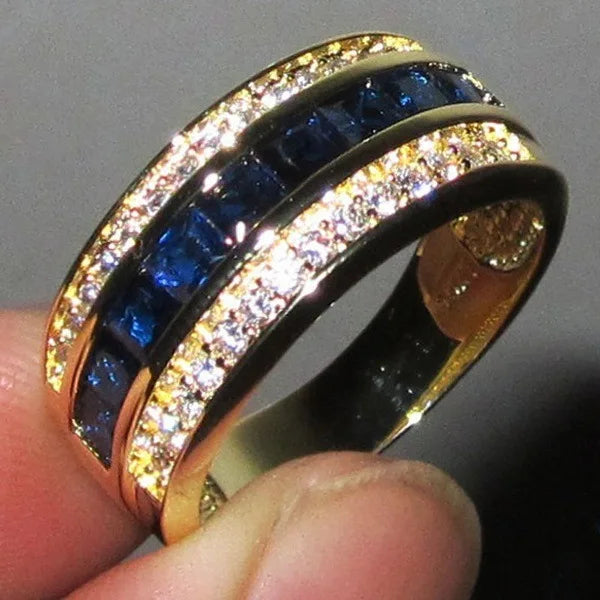 18k Gold Plated Diamond Sapphire Ring