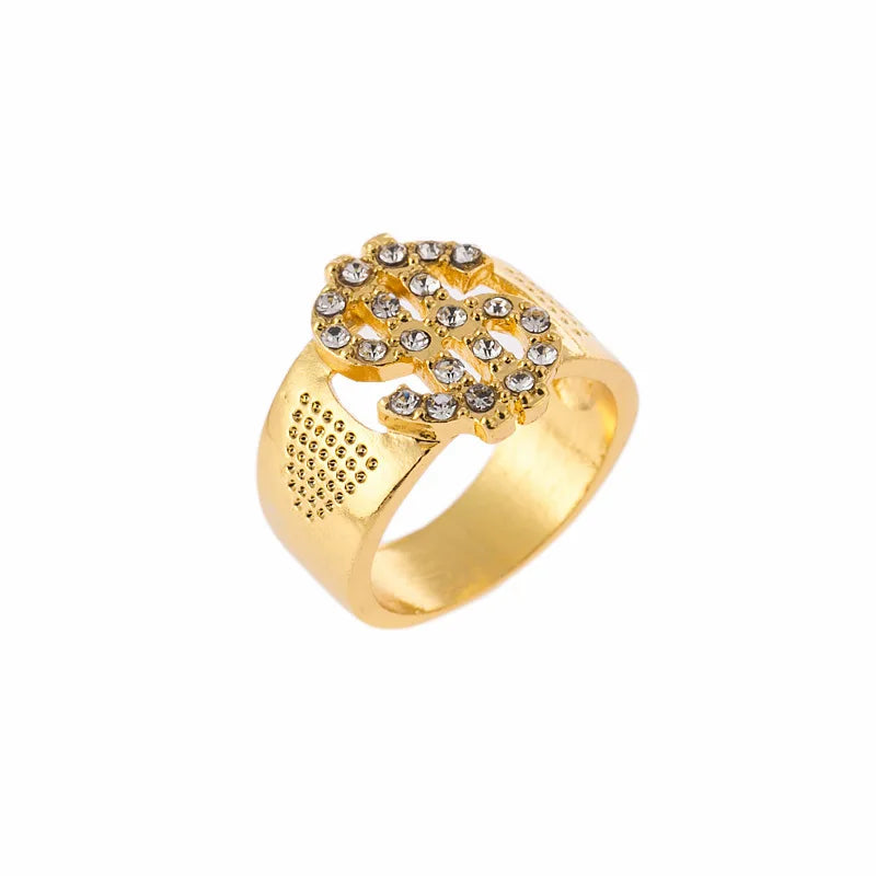 US Dollar Sign Rhinestone Ring