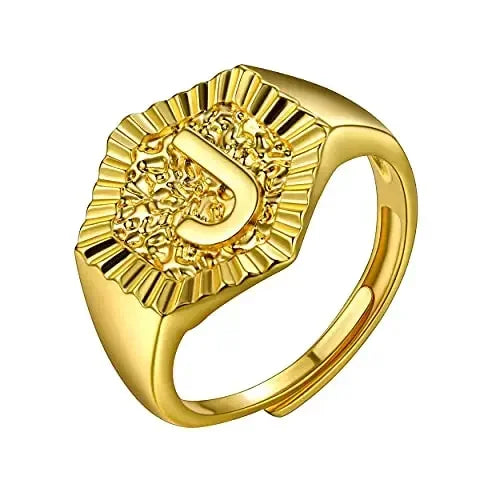 18k gold plated U7 Hexagon Surface Rings