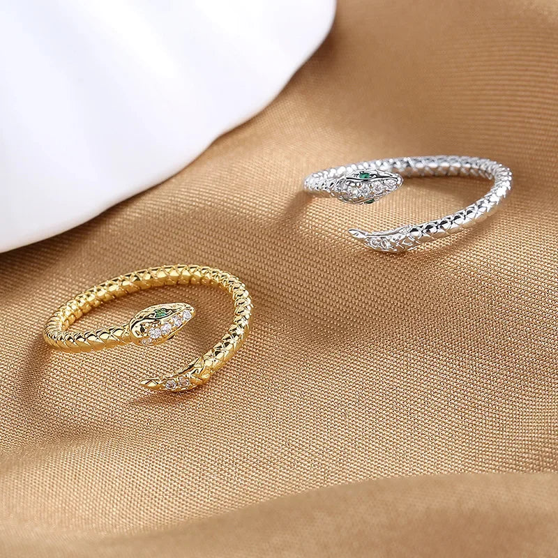 Stainless Steel Snake Ring - 24k gold plating