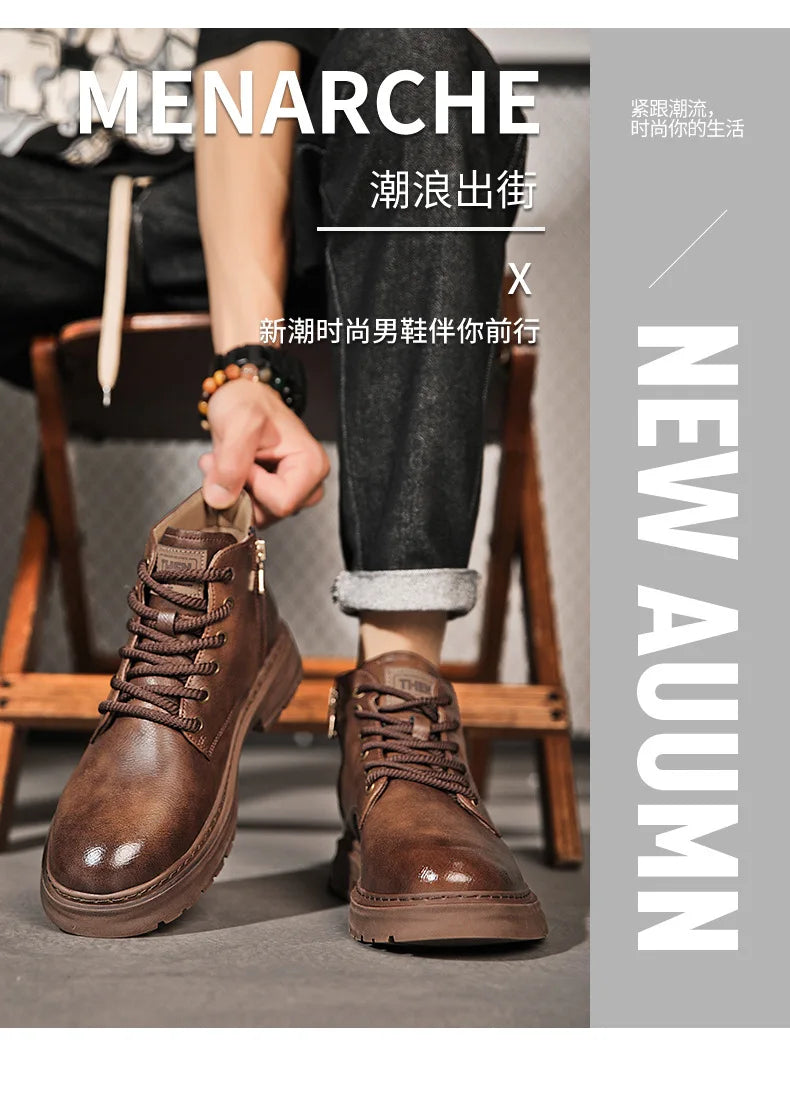 Ankle Boots Retro British High-top Boots