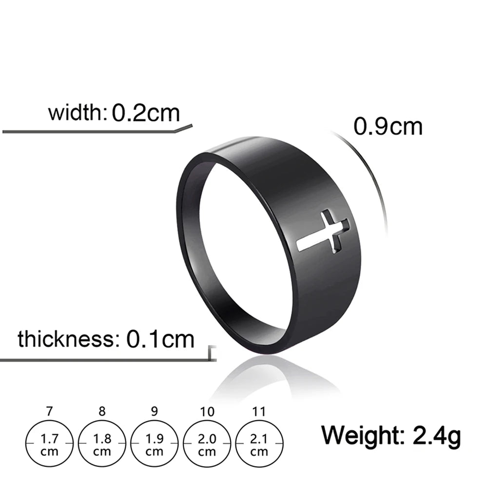 18k gold plating COOLTIME Gothic Cross Rings /  Stainless Steel Silver Color