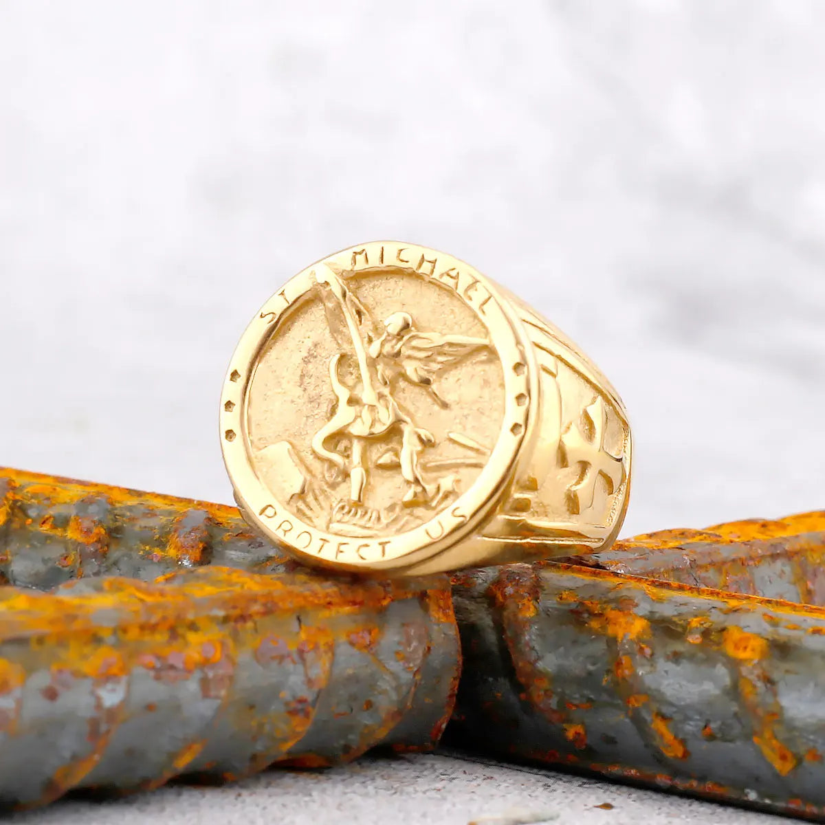 Archangel Religion Amulet Cross Ring