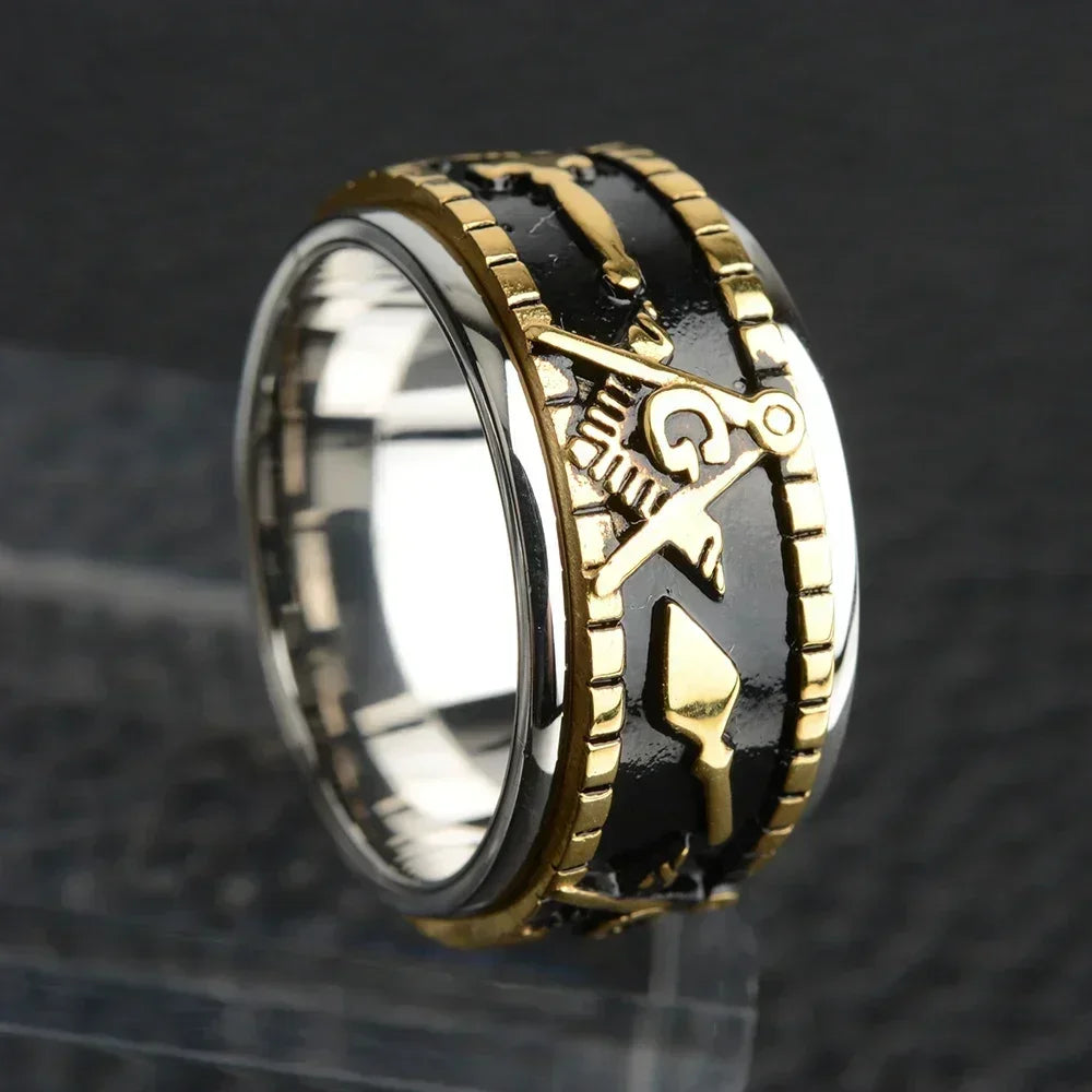 Rotatable Stainless Steel Masonic Rings