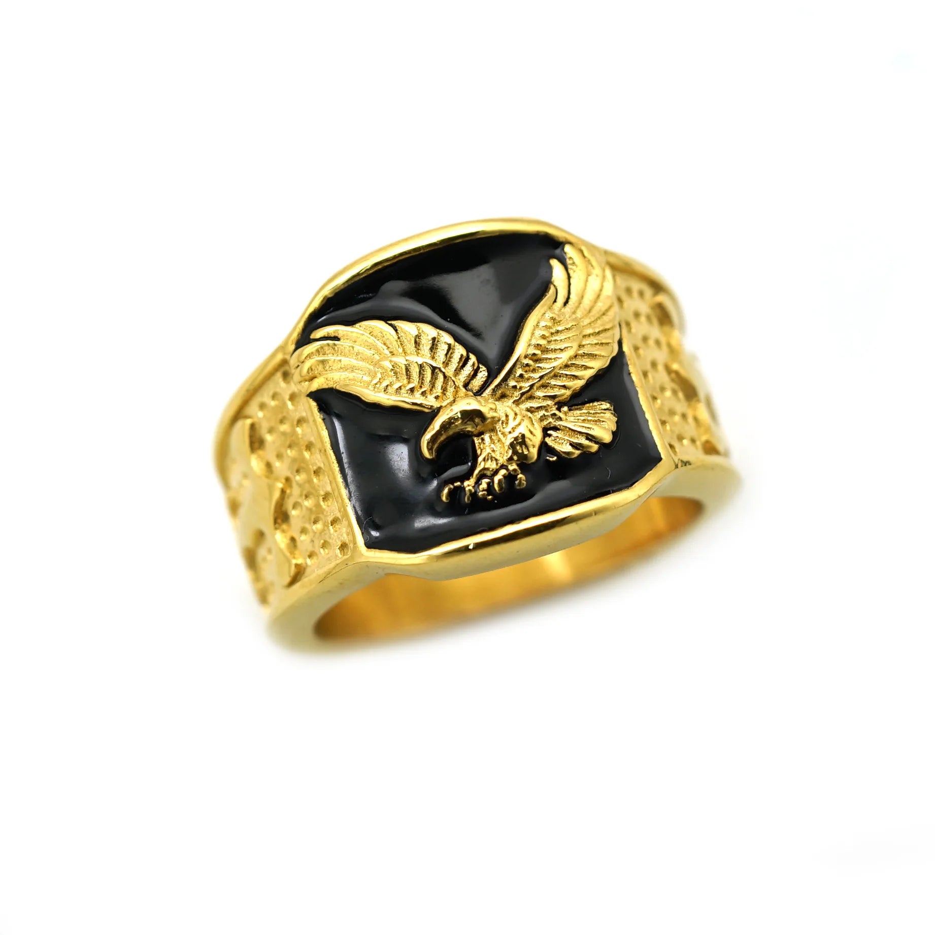 Domineering gold color stainless steel Eagle Ring
