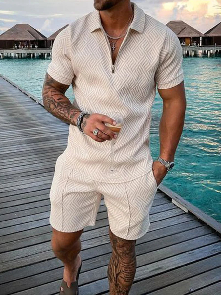 Casual Trend Print Slim Fit  T-shirt & Shorts