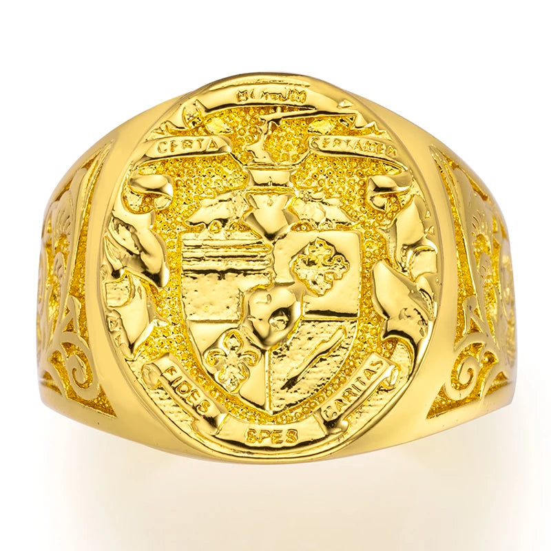 18K Gold Plated Virgin Mary Handmade Carved Religious Rings