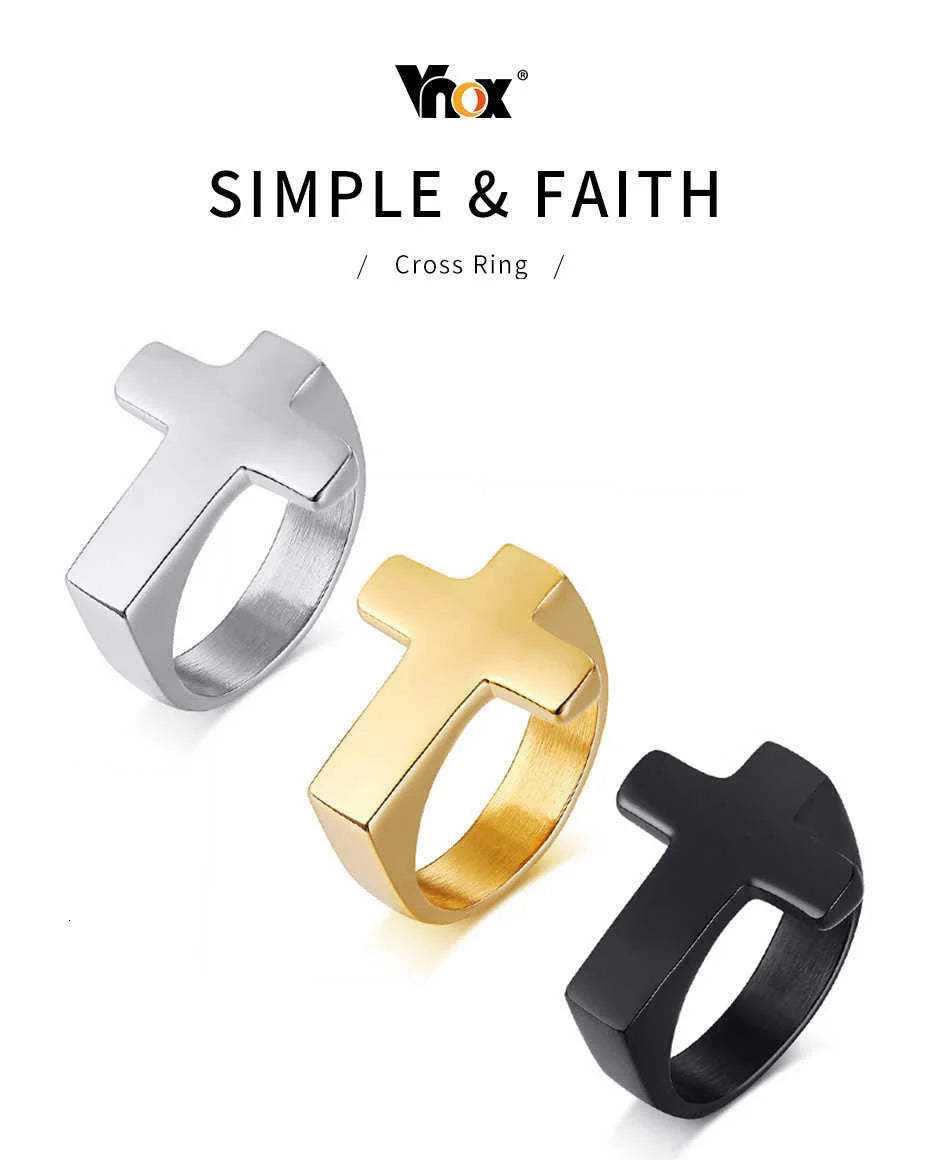 18k gold plated Cross & black/silver Flat Top Ring
