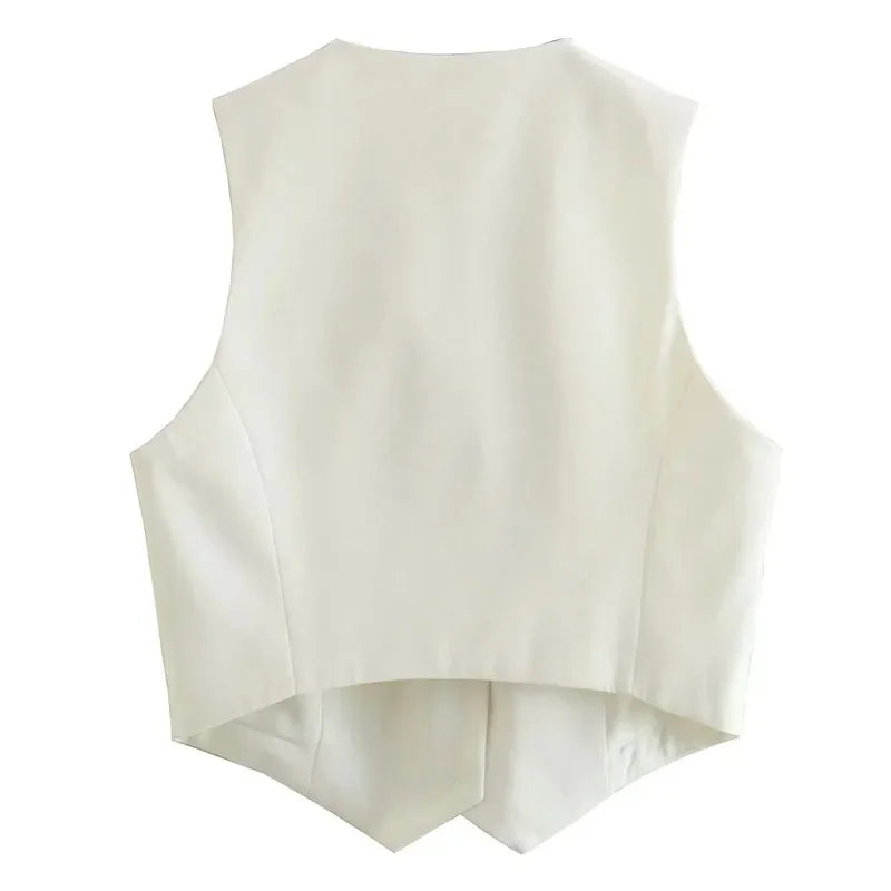 Black / White Cropped Vest Top