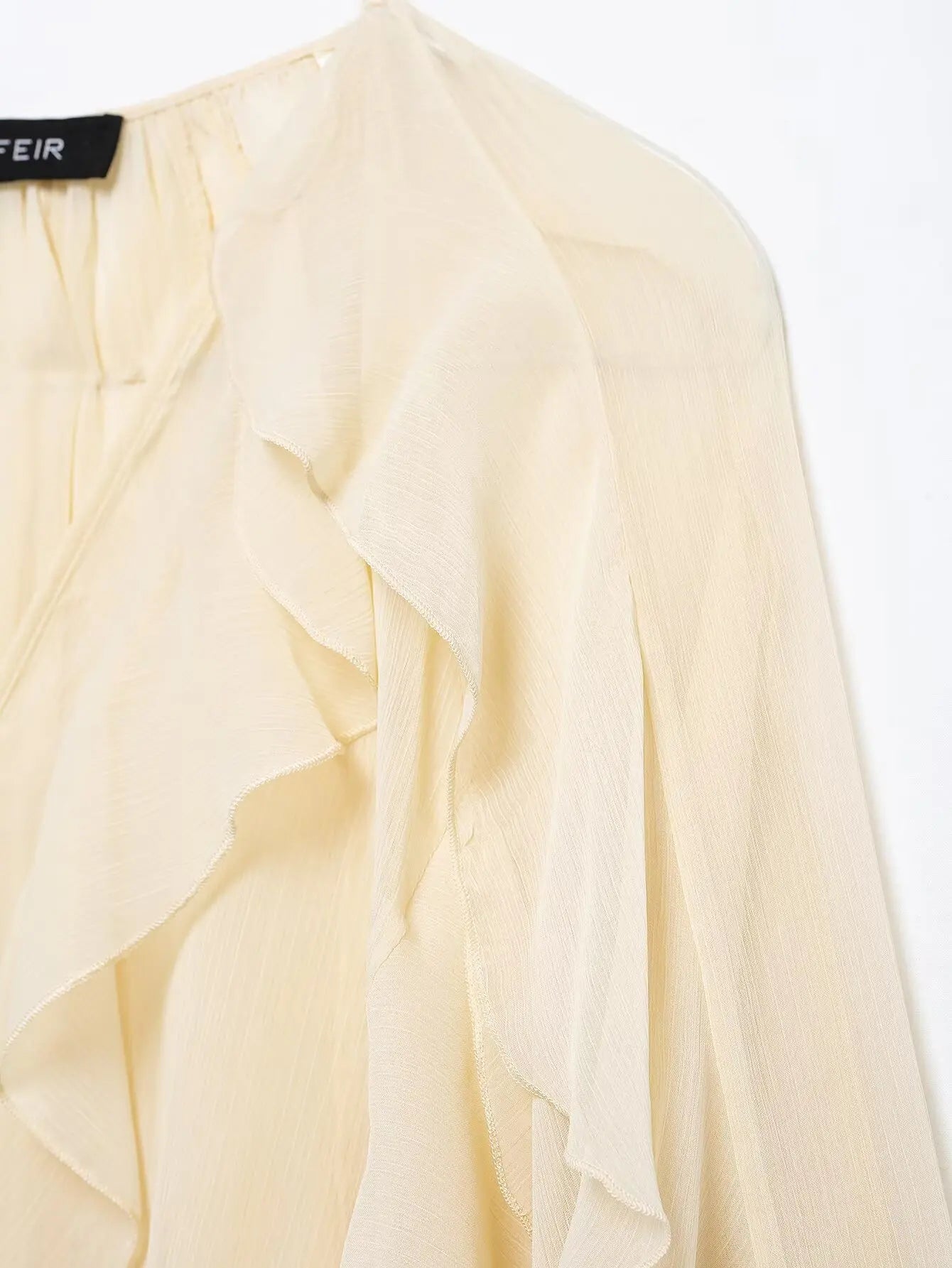 Tangada  Wine Red Ruffles Shirt Long Sleeve