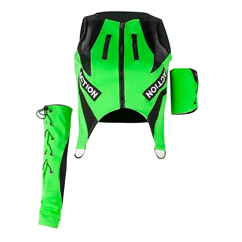 Fluorescent Green/yellow Tops Black Shorts Outfits