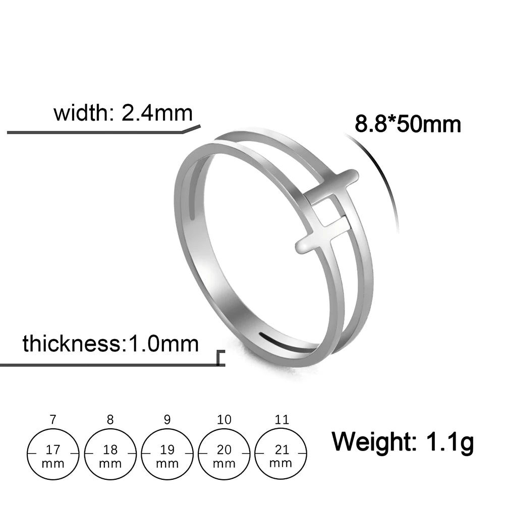 18k gold plating COOLTIME Gothic Cross Rings /  Stainless Steel Silver Color