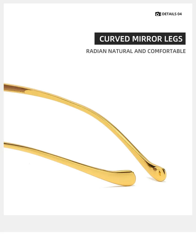 Rimless Rectangle Vintage Metal Leopard Head Sunglasses