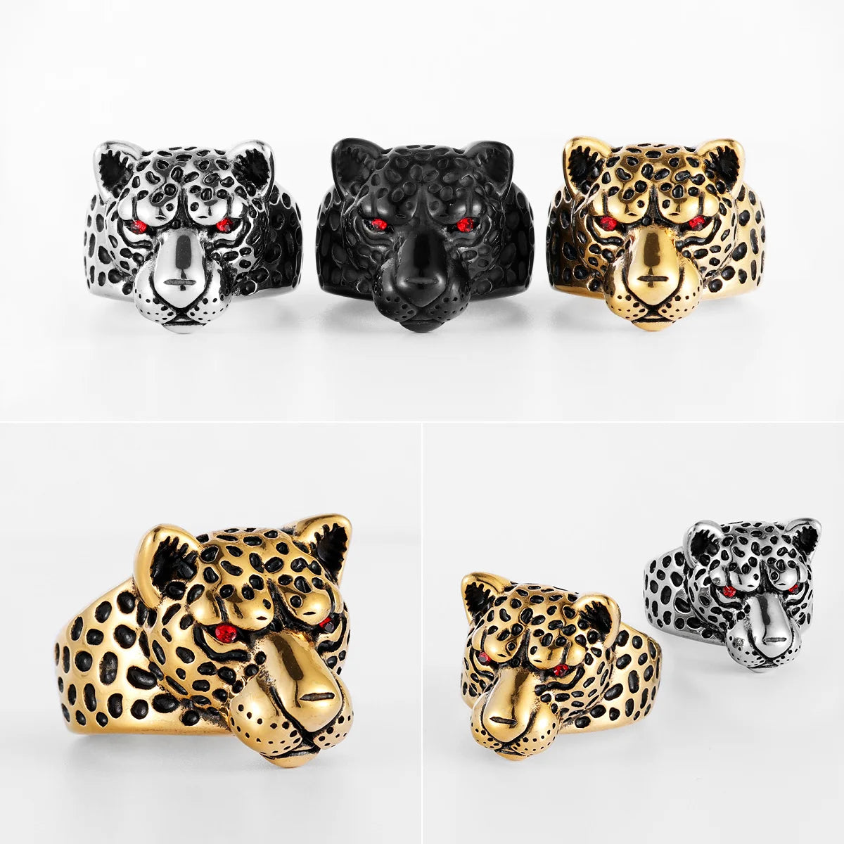 Stainless Steel Jaguar Leopard Animal ring