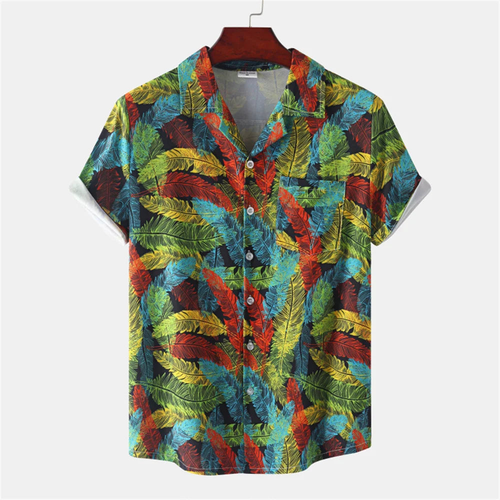 Floral Tops Hawaiian Flamingo Print Beach Shirts