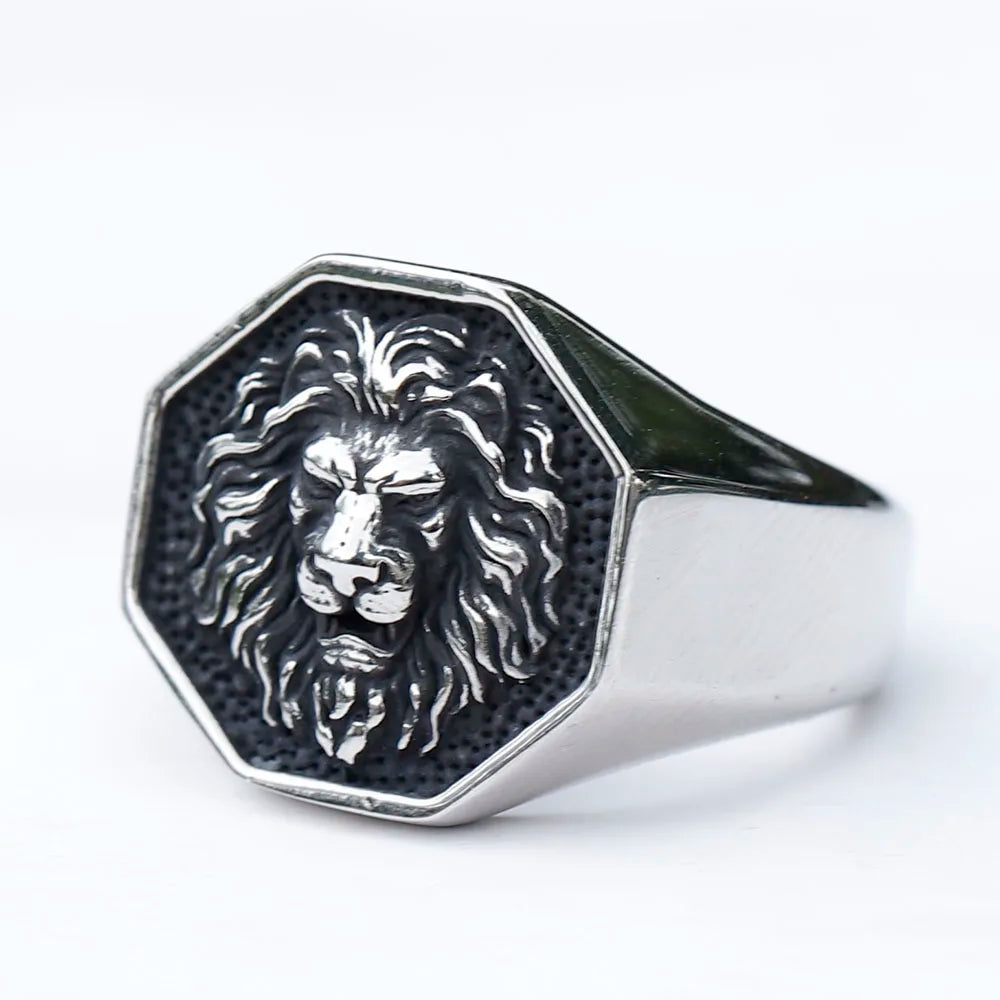 Stainless Steel 3D Lion Head Rings