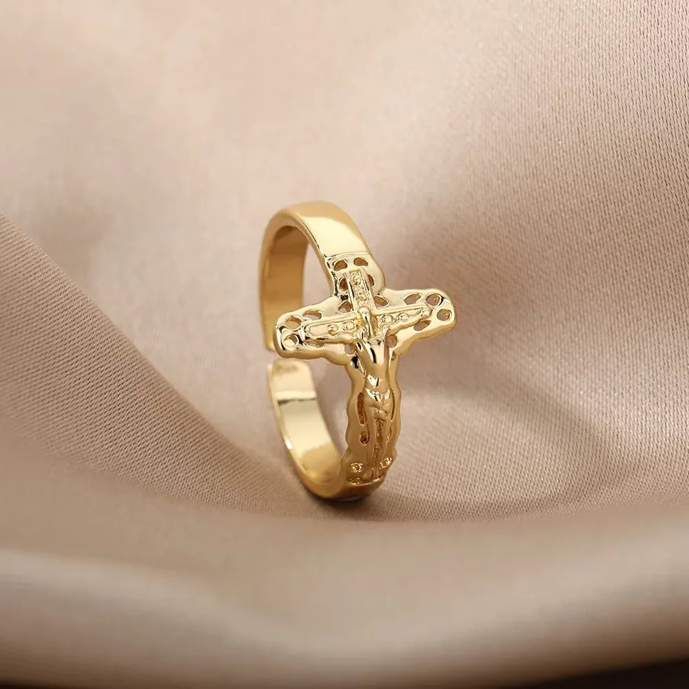 Vintage Jesus Cross Ring