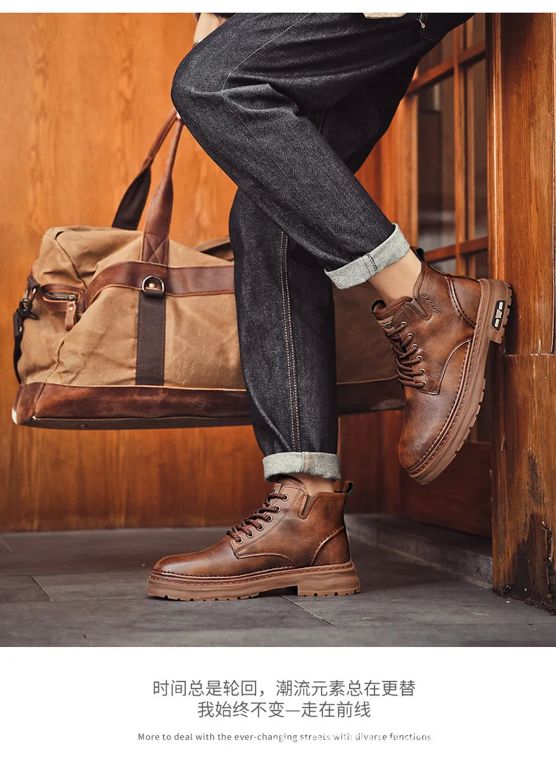 Ankle Boots Retro British High-top Boots