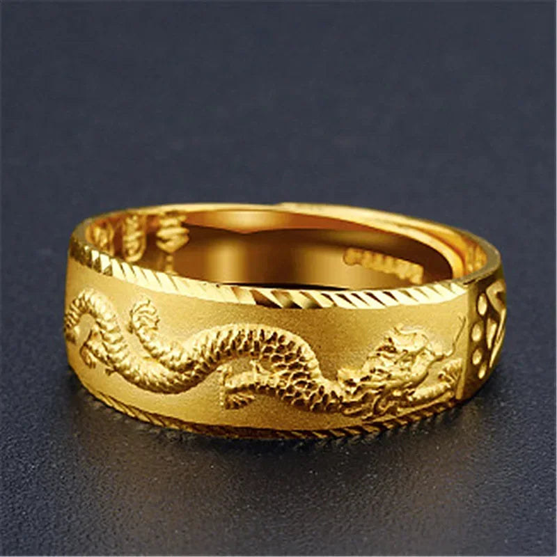 24k Gold Plated Engraving Dragon Ring