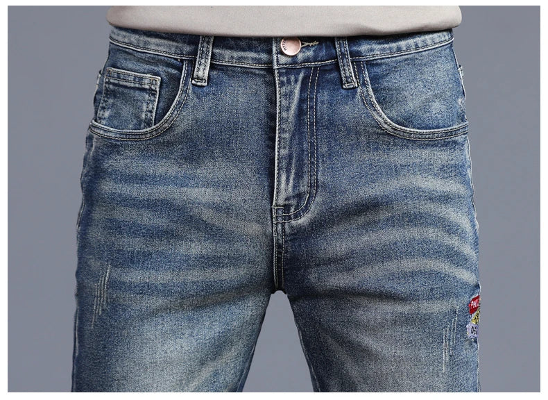 Embroidered  Stretch Vintage Street Denim jeans