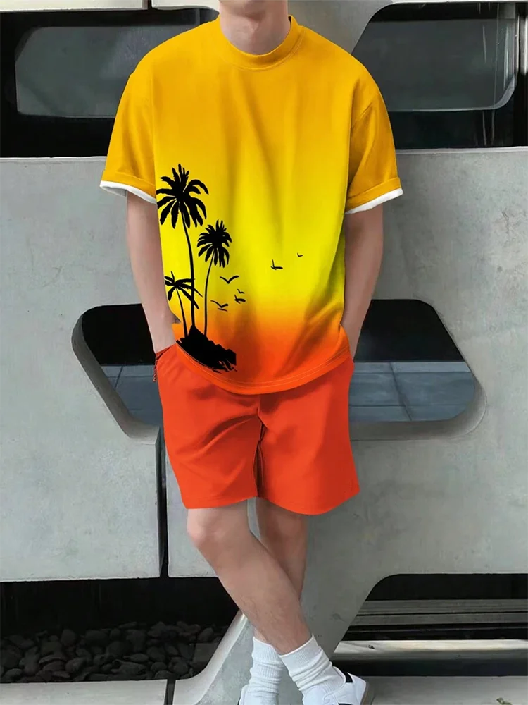 Hawaiian Beach Printed  T-shirt & shorts set