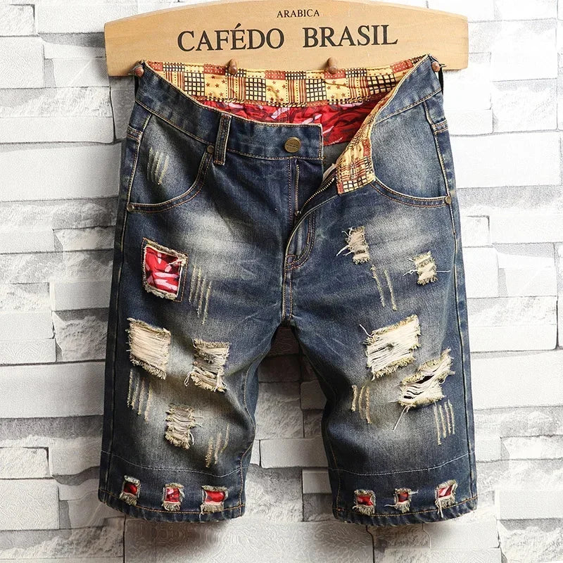 Retro Ripped Denim Shorts