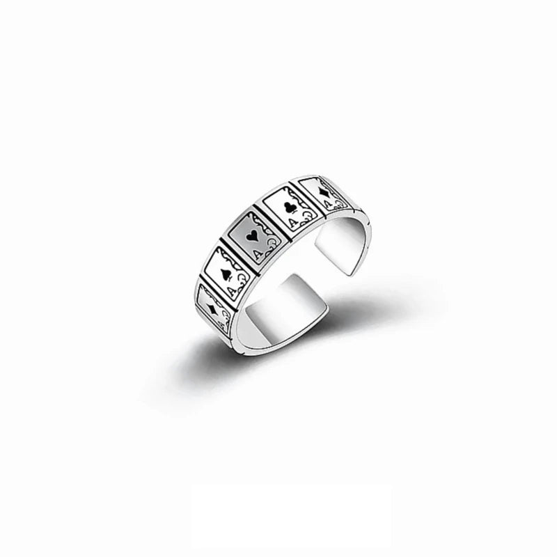 Playing Card Stainless Steel Lucky Poker Ring
