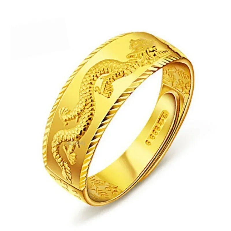 24k Gold Plated Engraving Dragon Ring
