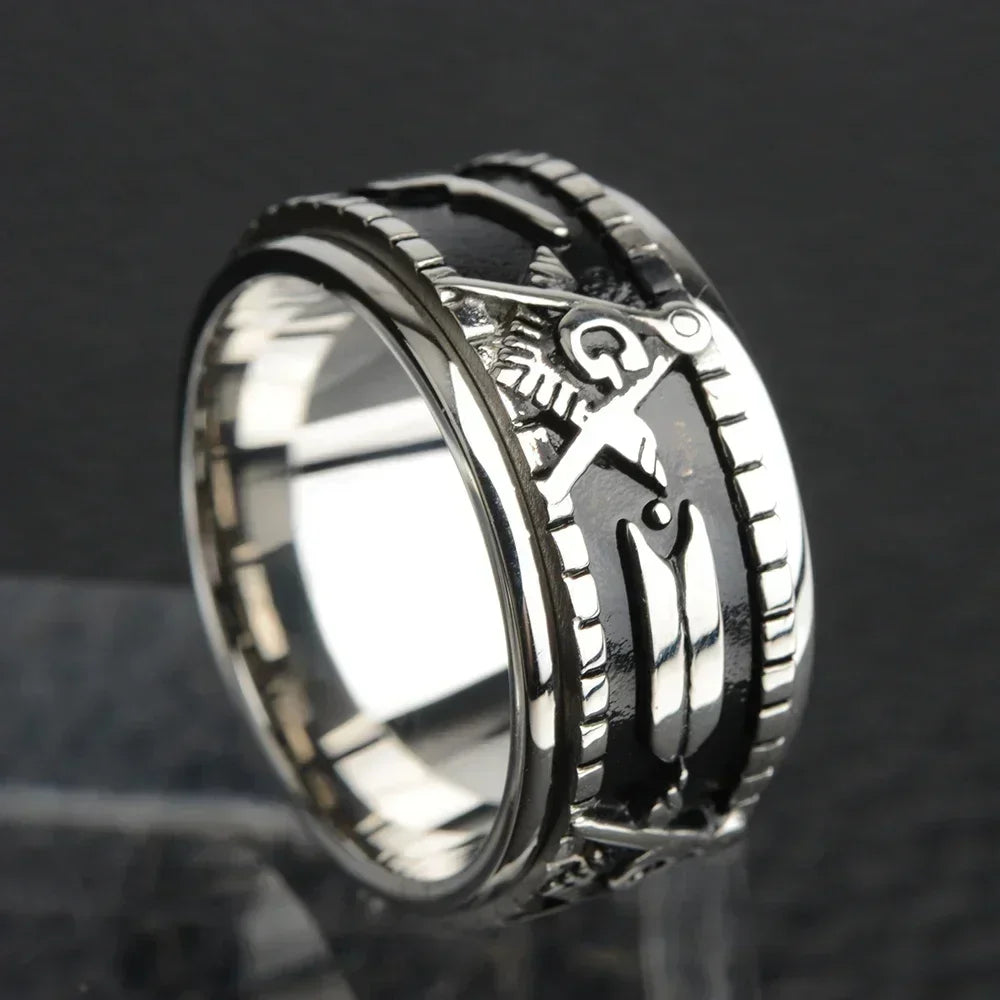 Rotatable Stainless Steel Masonic Rings