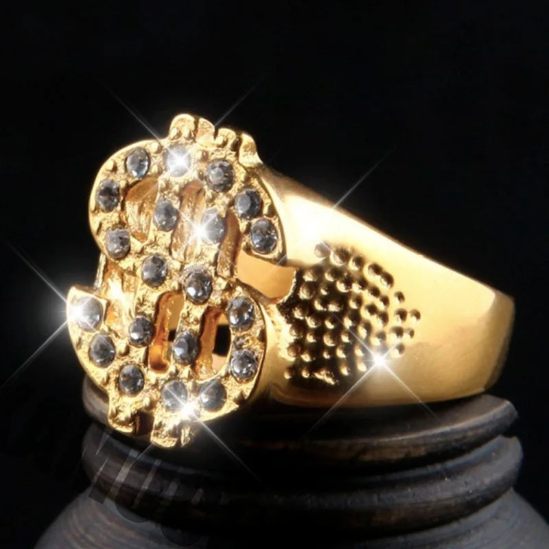 US Dollar Sign Rhinestone Ring