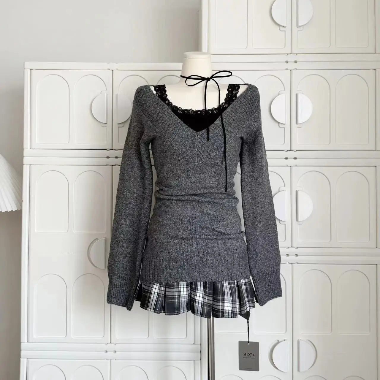 Gyaru Coquette V-neck French Vintage Sweater