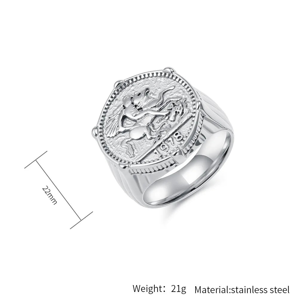 18k Gold Plated Knight Shaped Signet Ring