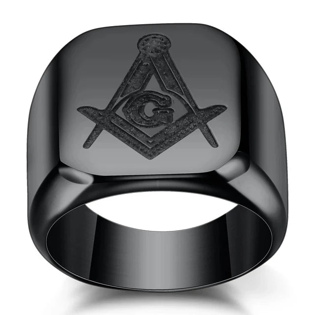 316L Stainless Steel Gold Color Freemason Ring