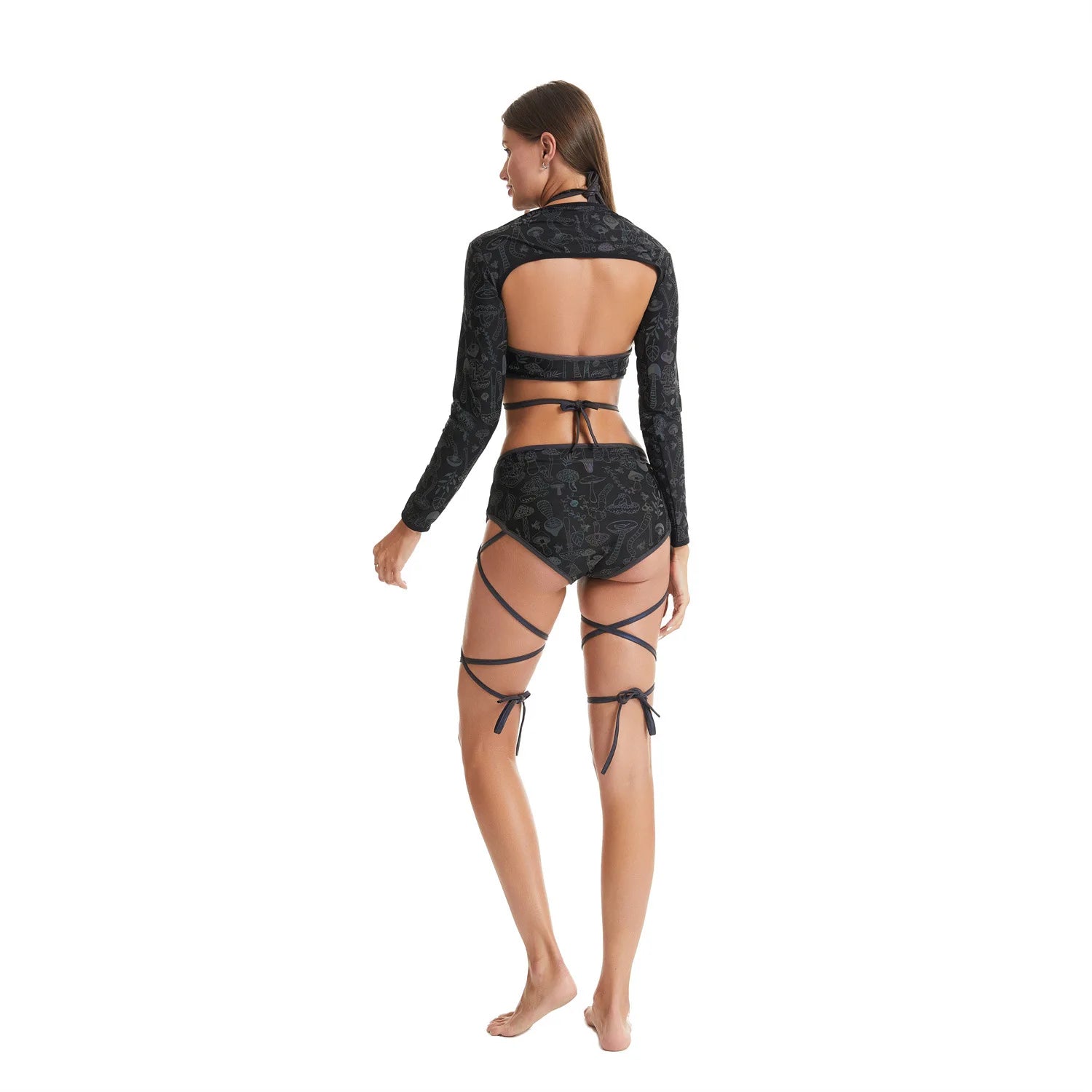 Harajuku Reflective Set Bandage Shorts+Bra+Crop
