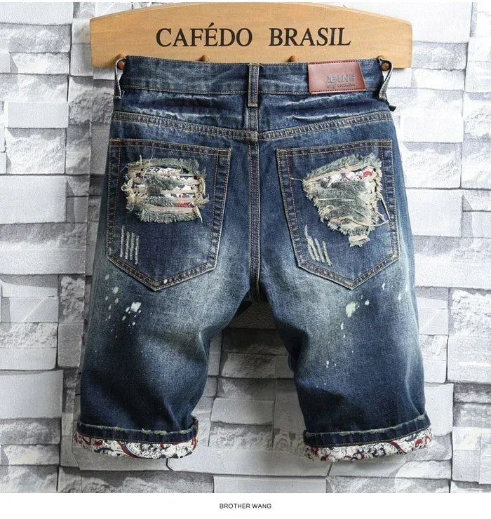 Retro Ripped Denim Shorts