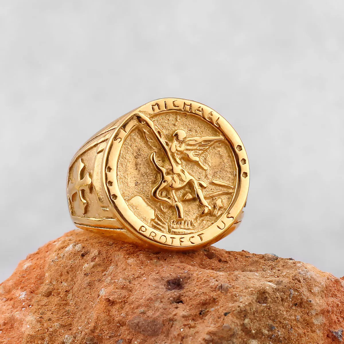 Archangel Religion Amulet Cross Ring