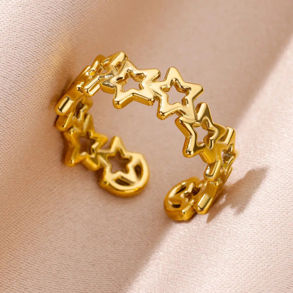 Shell Rings for Women Adjustable Gold Color