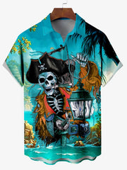 Hawaiian Skeleton Pirate  Print Shirt