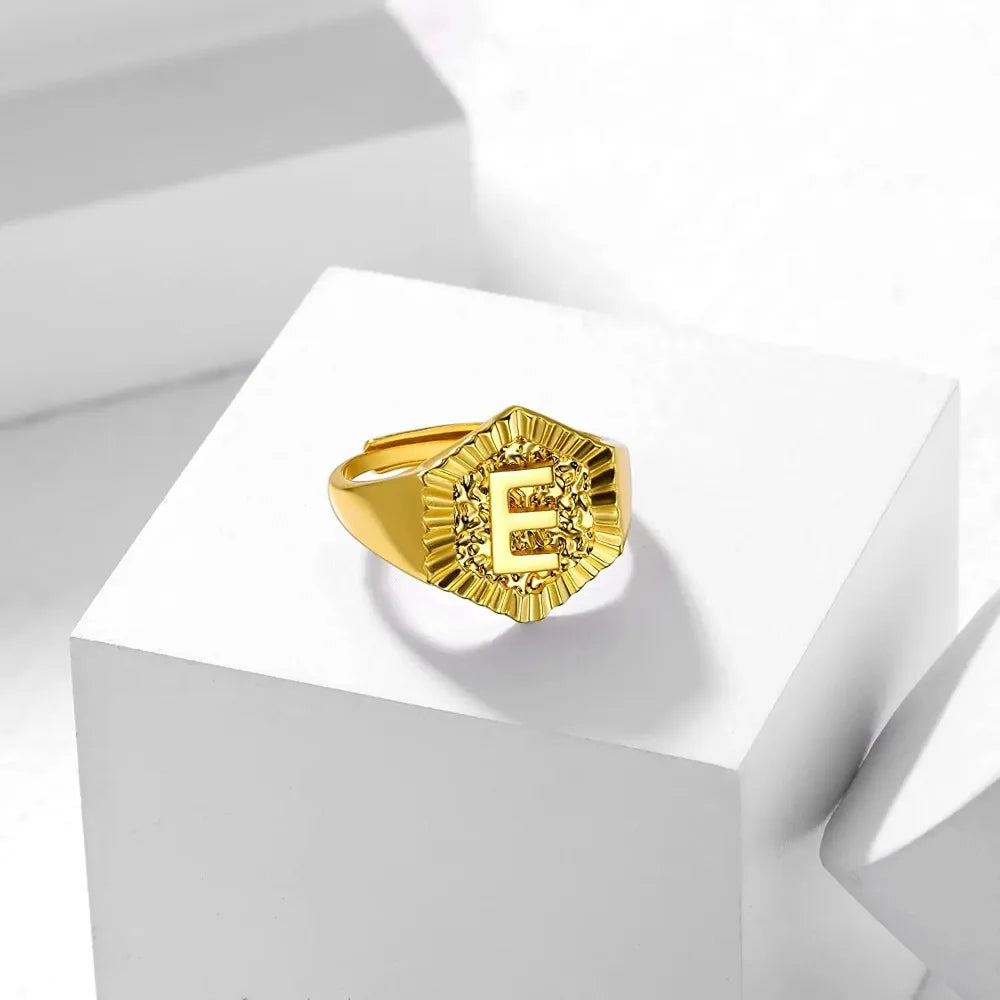 18k gold plated U7 Hexagon Surface Rings