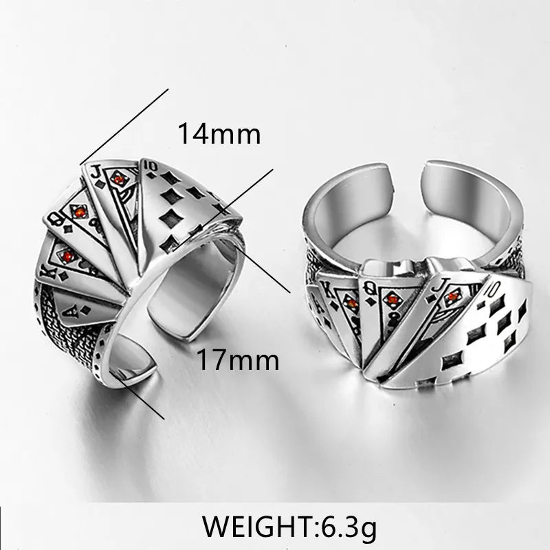Playing Card Stainless Steel Lucky Poker Ring