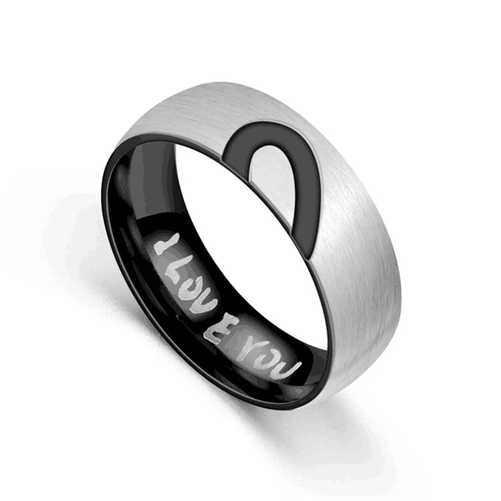 Rose Gold/Black Color Heart Couple Rings