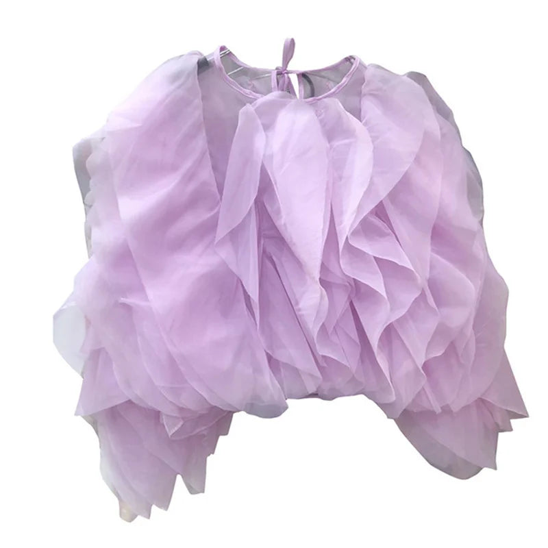 TWOTWINSTYLE Vintage Patchwork Ruffle Shirt